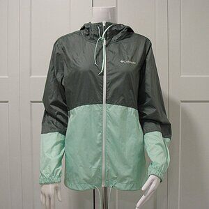Columbia Women's Teal/Green Windbreaker Lightweight Hooded Jacket Size Small